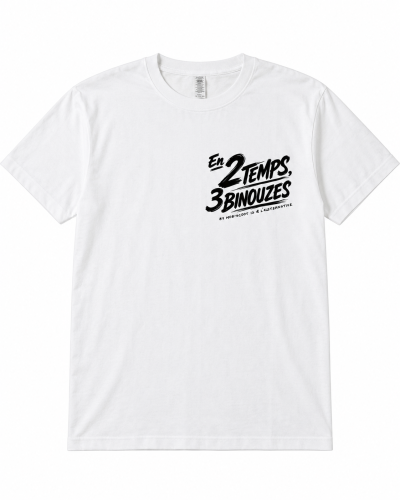 T-shirt blanc En 2 Temps 3 Binouzes MobScoot 13 L’Alternative taille S avec logo noir côté cœur