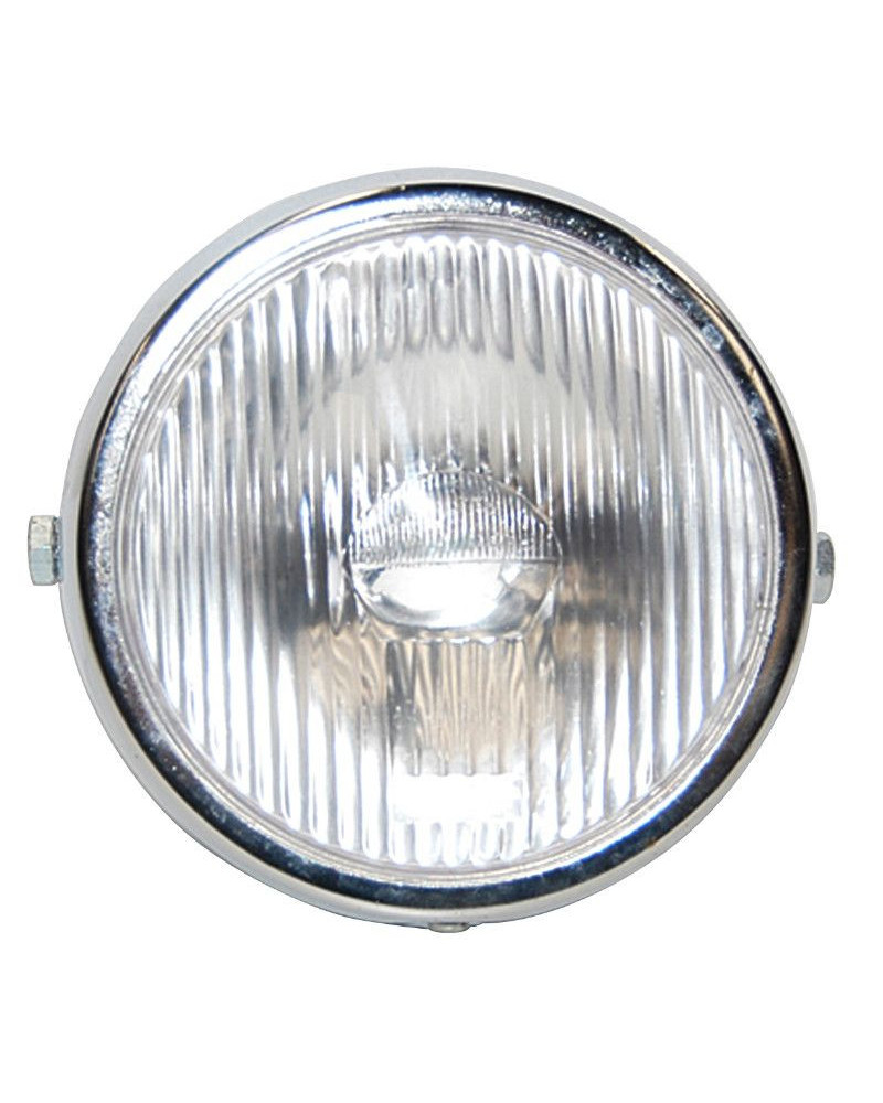 Phare rond chrome diamètre 130 mm pour Peugeot 103 et MBK 51 ampoule P26S non fournie