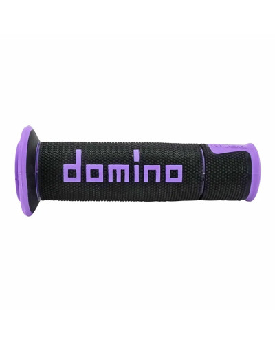 Paire de poignées Domino A450 Road Racing noir violet embouts ouverts 120/125 mm
