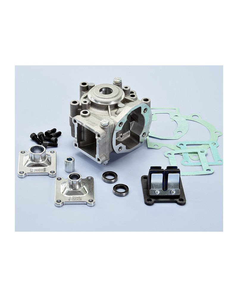 Carter moteur Polini MBK 51 AV10 avec pipes d’admission et boîte à clapets carbone (réf. 170.0110)